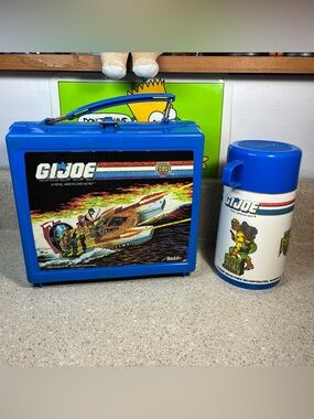 CRACKED/RUST 1988 Aladdin G.I. Joe Tiger Force Plastic Lunch Box + Thermos